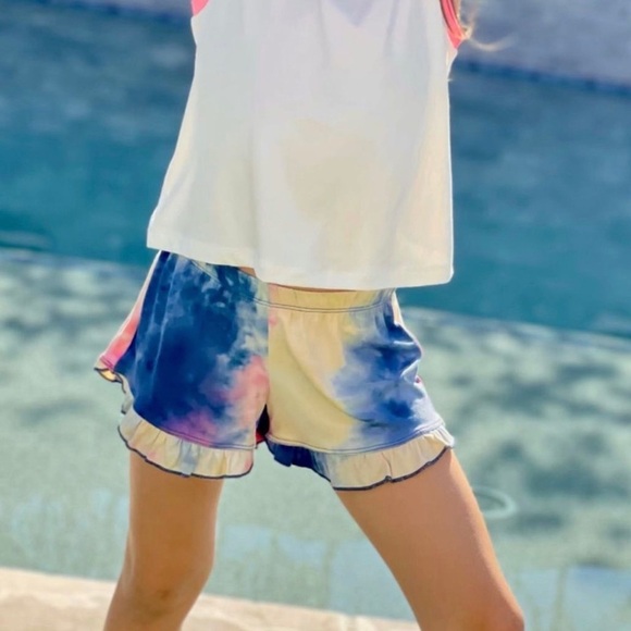 NWT Pixie Lane Tie-Dye Ruffle Shorts - Picture 2 of 7